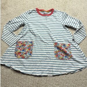 VTG Boden Mini Dress Girls 7-8 Blue/White Stripes Long Sleeve‎ Jersey Tunic RARE